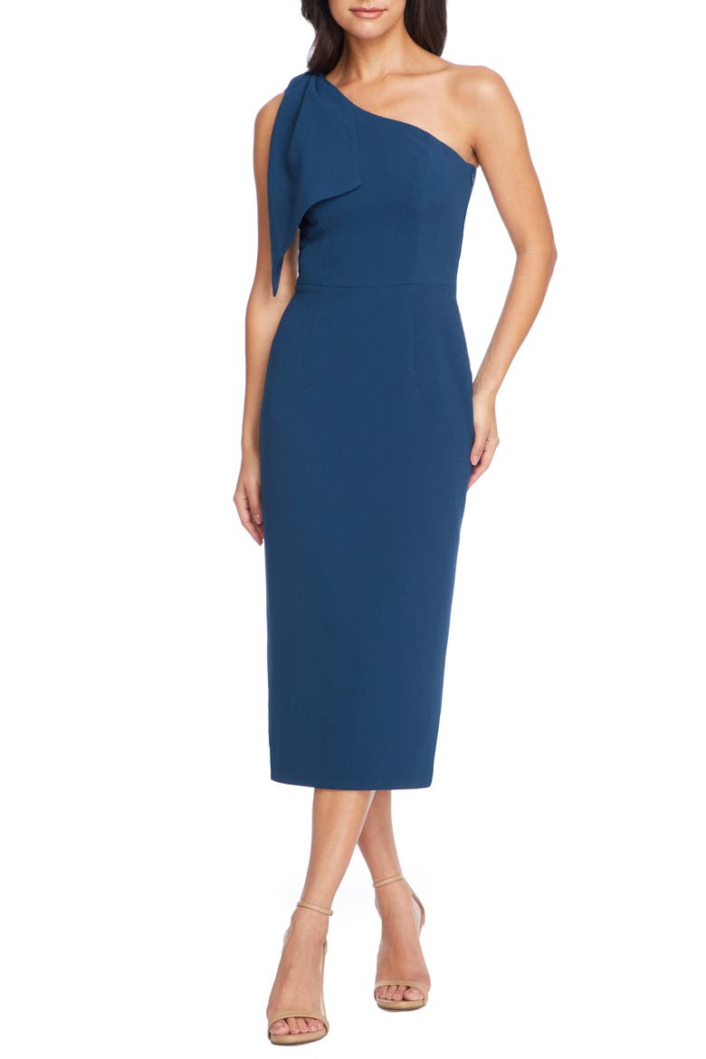 Tiffany One-Shoulder Midi Dress, Main, color, PEACOCK BLUE