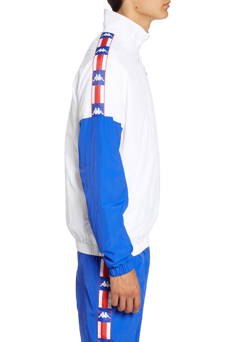 Kappa Authentic LA Basalt Nylon Track Jacket, Alternate, color, WHITE-BLUE-BLUE