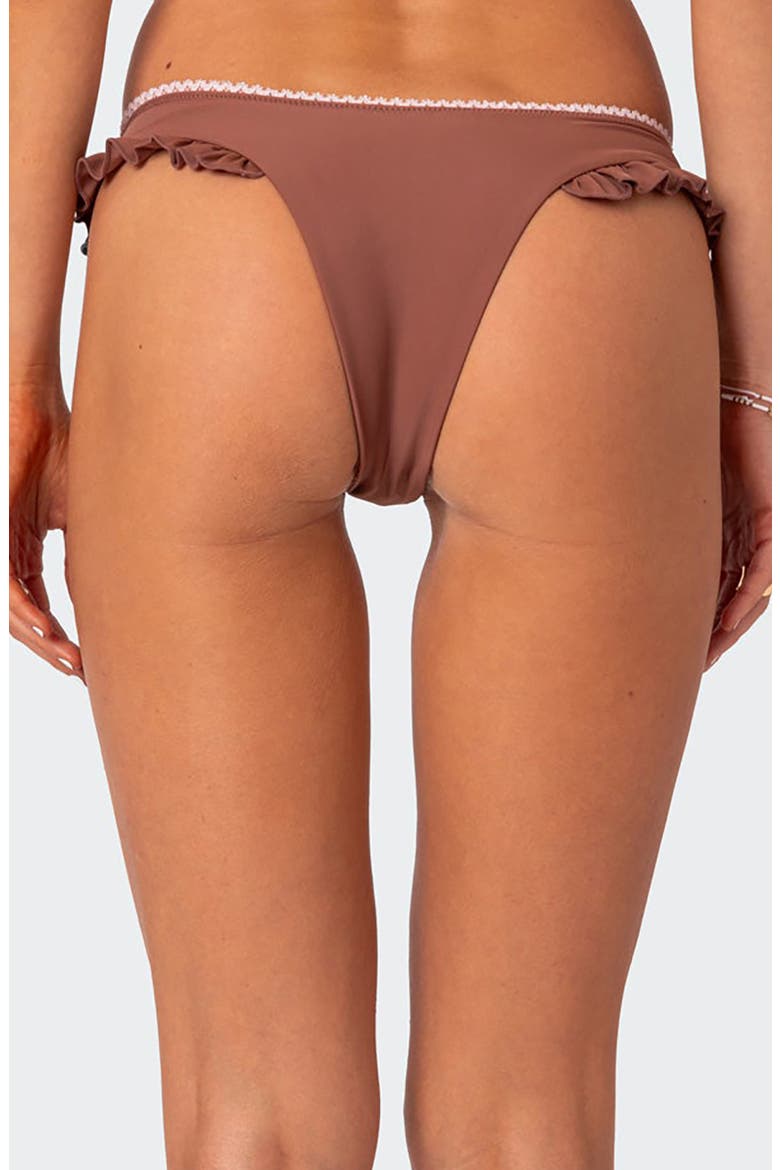 Maggie Ruffle Bikini Bottoms, Alternate, color, BROWN
