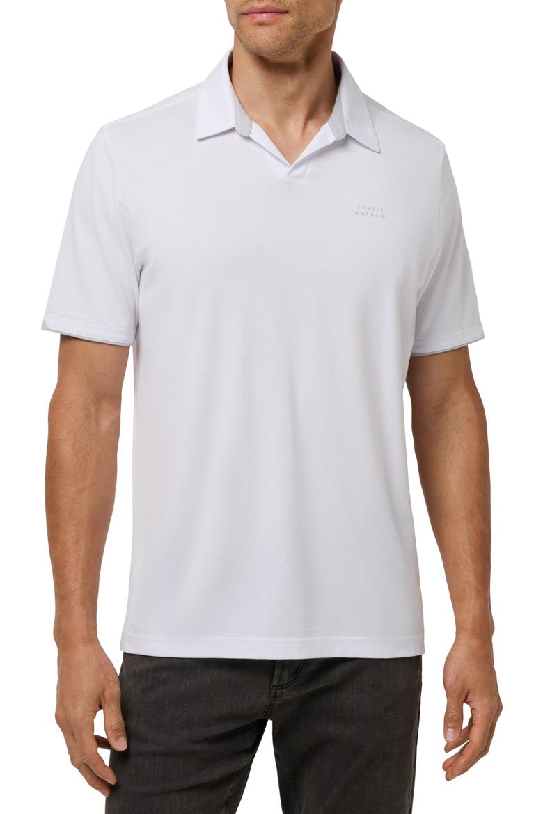 Late At Night Stretch Knit Polo, Main, color, WHITE