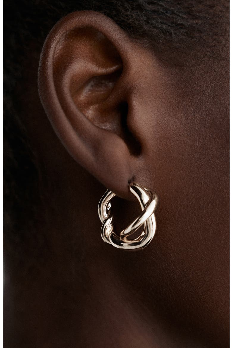 Ochre Sterling Silver Medium Hoop Earrings, Alternate, color, STERLING SILVER
