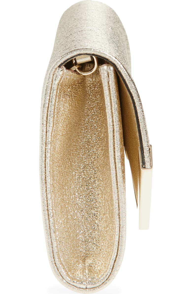 Jimmy Choo Emmie Glitter Leather Clutch, Alternate, color, Platinum Ice/ Light Gold