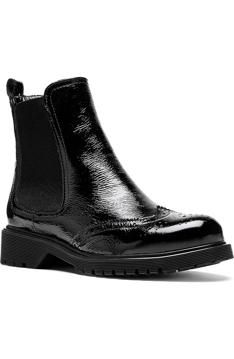 La Canadienne Hansel Wingtip Waterproof Chelsea Boot, Main, color, Black Patent Leather