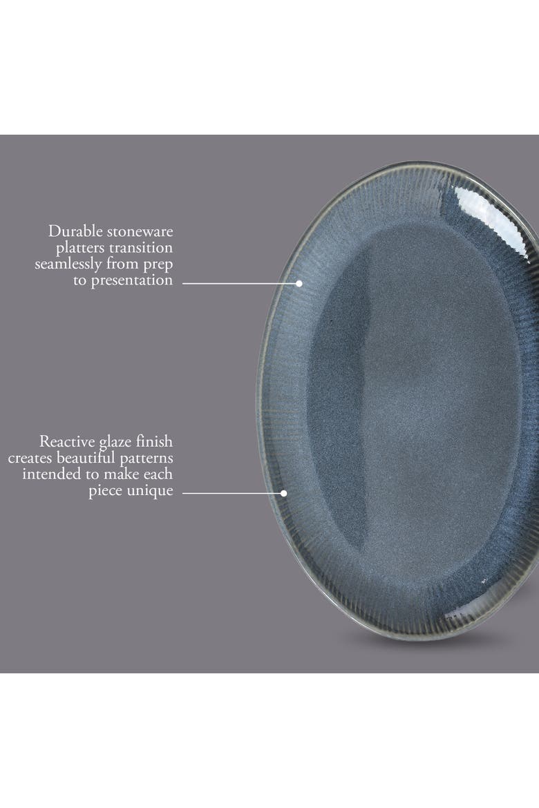 Dawson Mill 3-Piece Oval Reactive Glaze Stoneware Serving Platter Set, Alternate, color, Blue