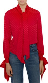 FRAME Nouvelle Polka Dot Silk Top
