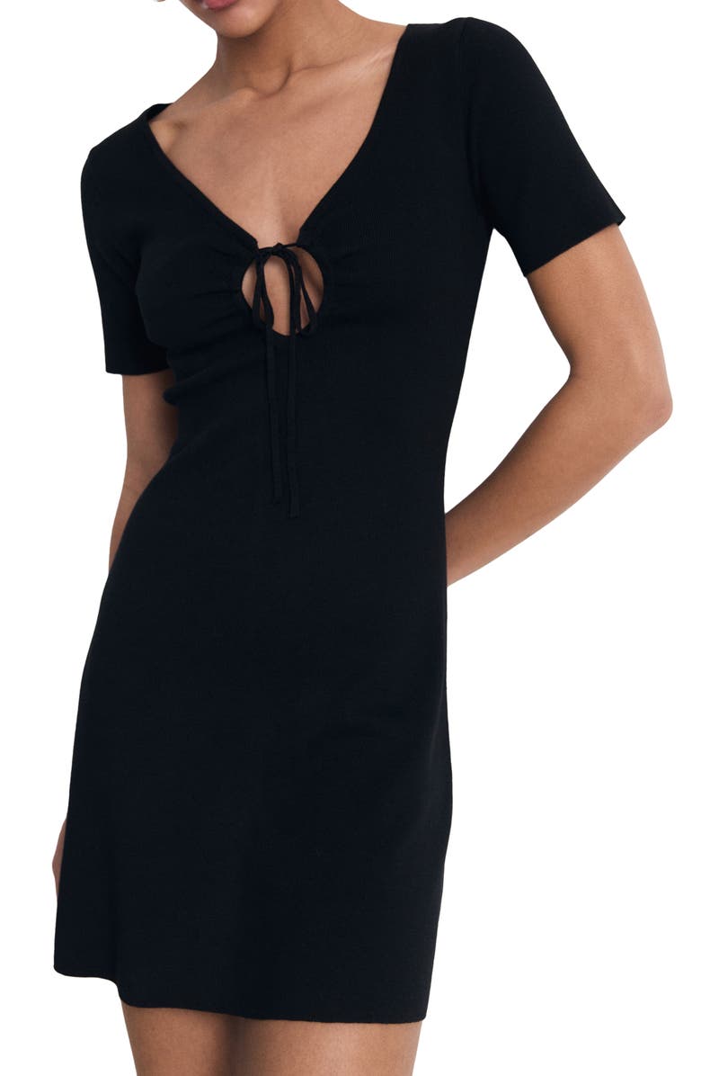 MANGO Knit Minidress, Alternate, color, Black