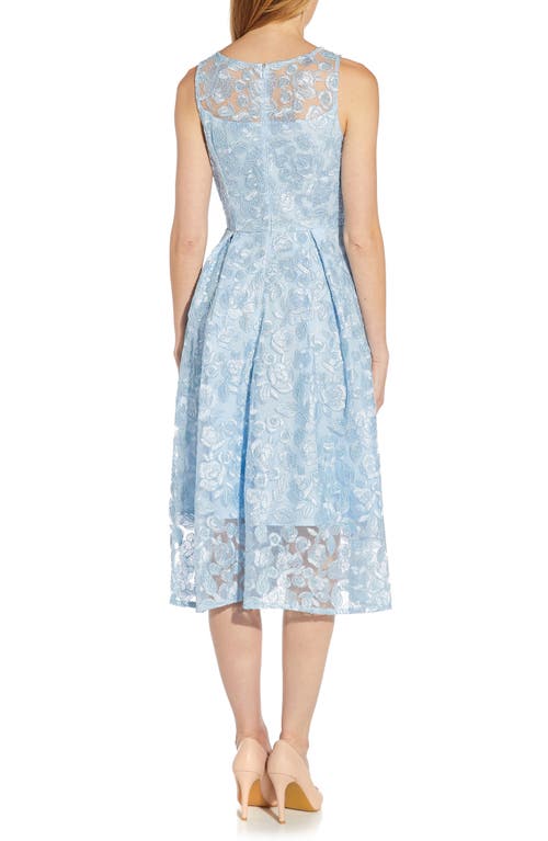 Adrianna Papell Floral Embroidered Fit & Flare Midi Dress In Blue