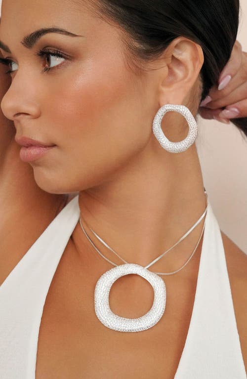 Ettika Pavé Cubic Zirconia Open Circle Pendant Necklace In Silver