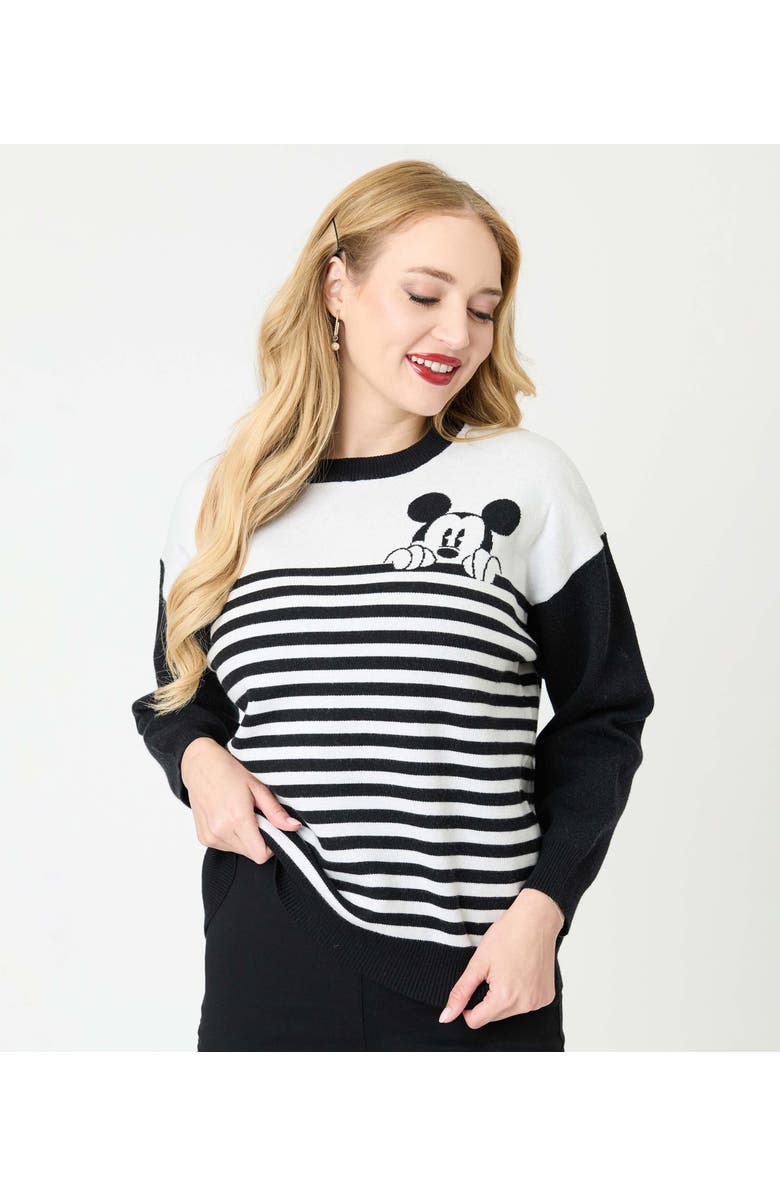 Unique Vintage Long Sleeve Sweater, Alternate, color, Black & White Stripes