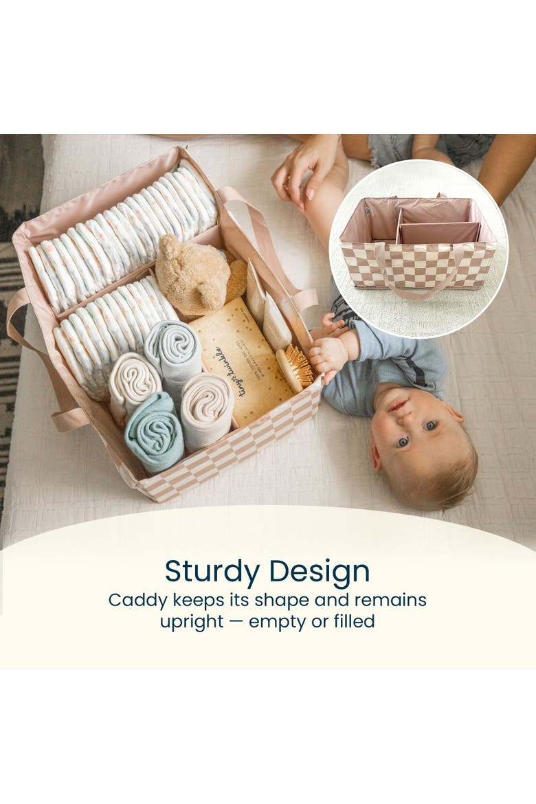 Diaper Caddy Organizer, Alternate, color, Sage Checkers