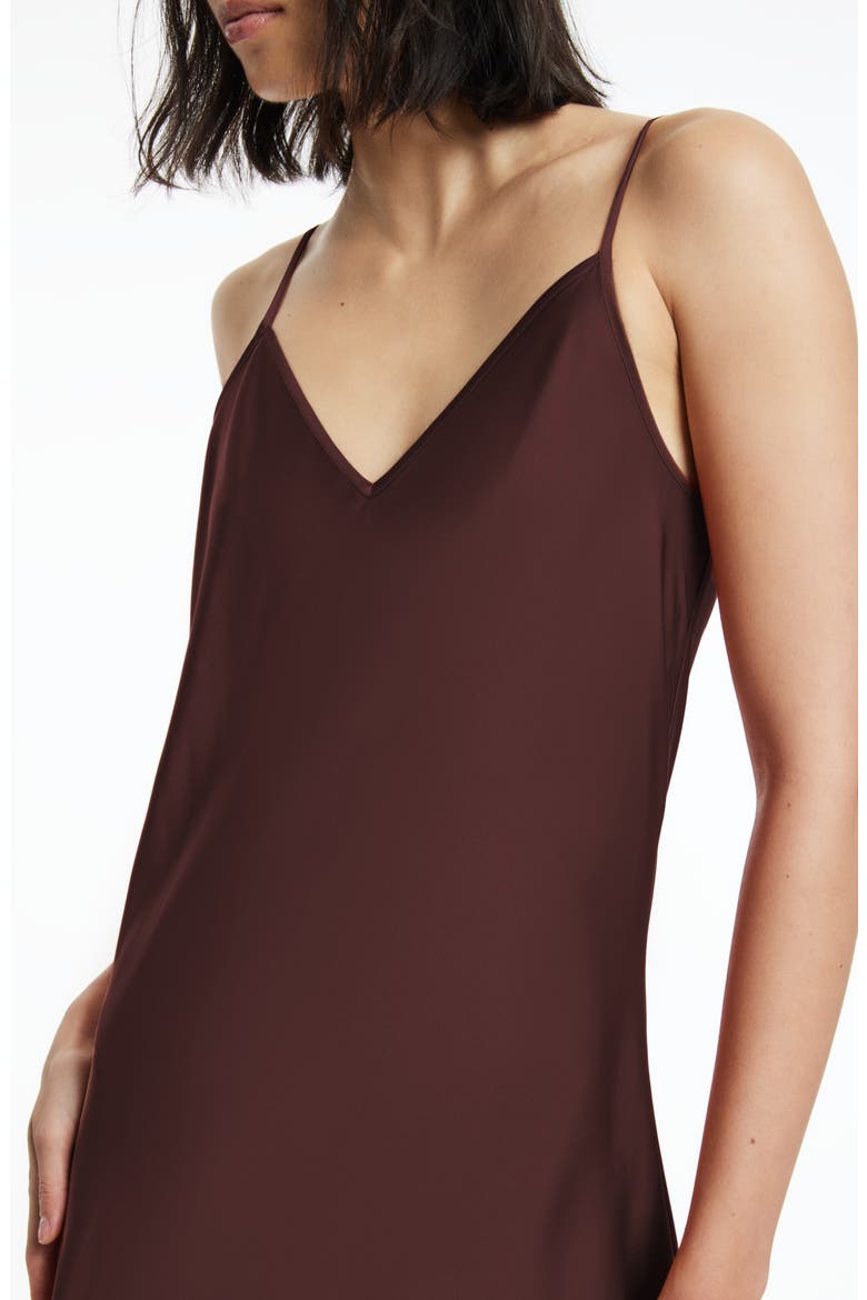 Hera Satin Slipdress with Rib Sweater, Alternate, color, RUST BROWN