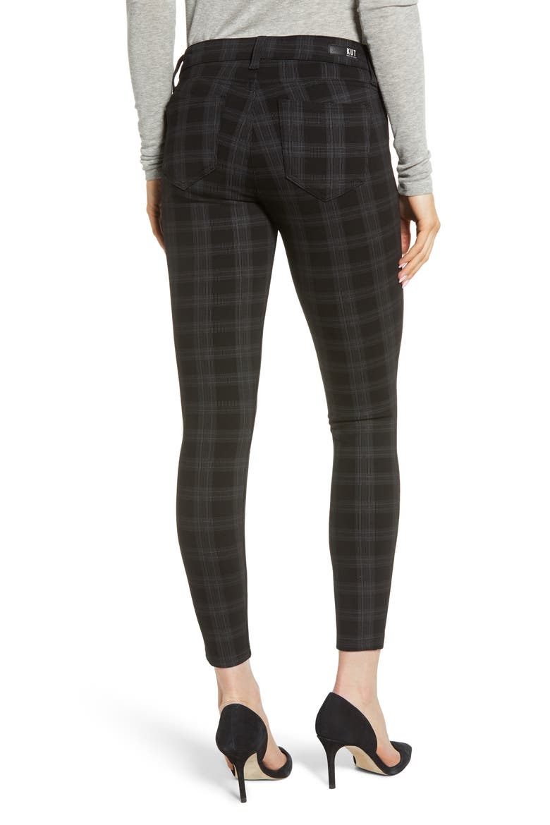 Plaid Skinny Ponte Pants, Alternate, color, BLACK/ GREY