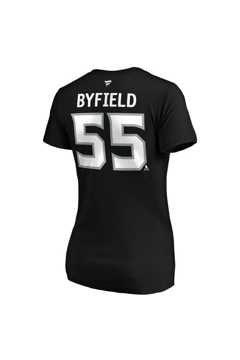 Women's Fanatics Branded Quinton Byfield Black Los Angeles Kings Authentic Stack Name & Number V-Neck T-Shirt, Alternate, color, Black