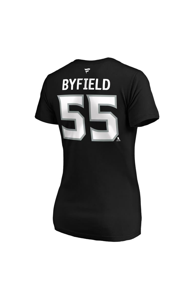 FANATICS Women's Fanatics Branded Quinton Byfield Black Los Angeles Kings Authentic Stack Name & Number V-Neck T-Shirt, Alternate, color, Black