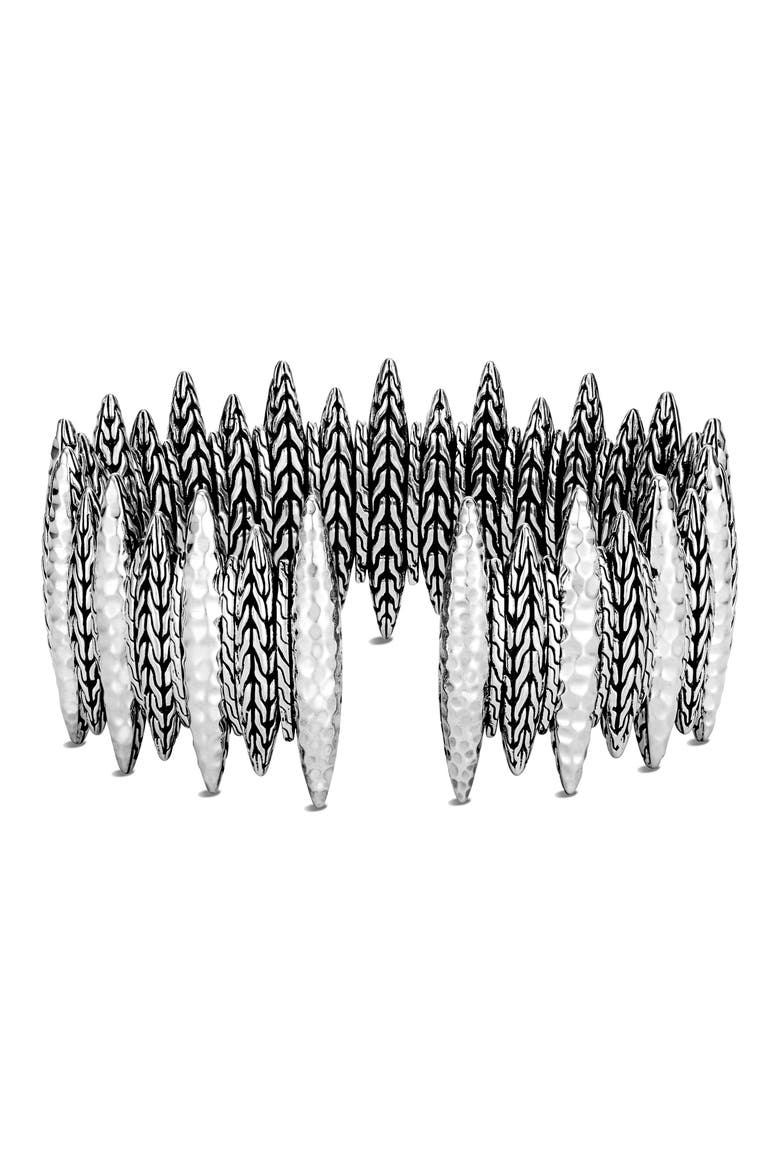 Classic Chain Hammered Spear Large Flex Cuff, Alternate, color, SILVER