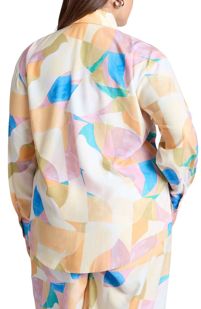 ELOQUII Abstract Print Button-Up Shirt, Alternate, color, 