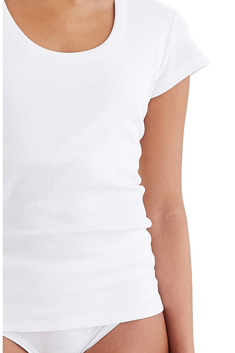 Milla Ribbed Shelf Bra T-Shirt, Alternate, color, WHITE