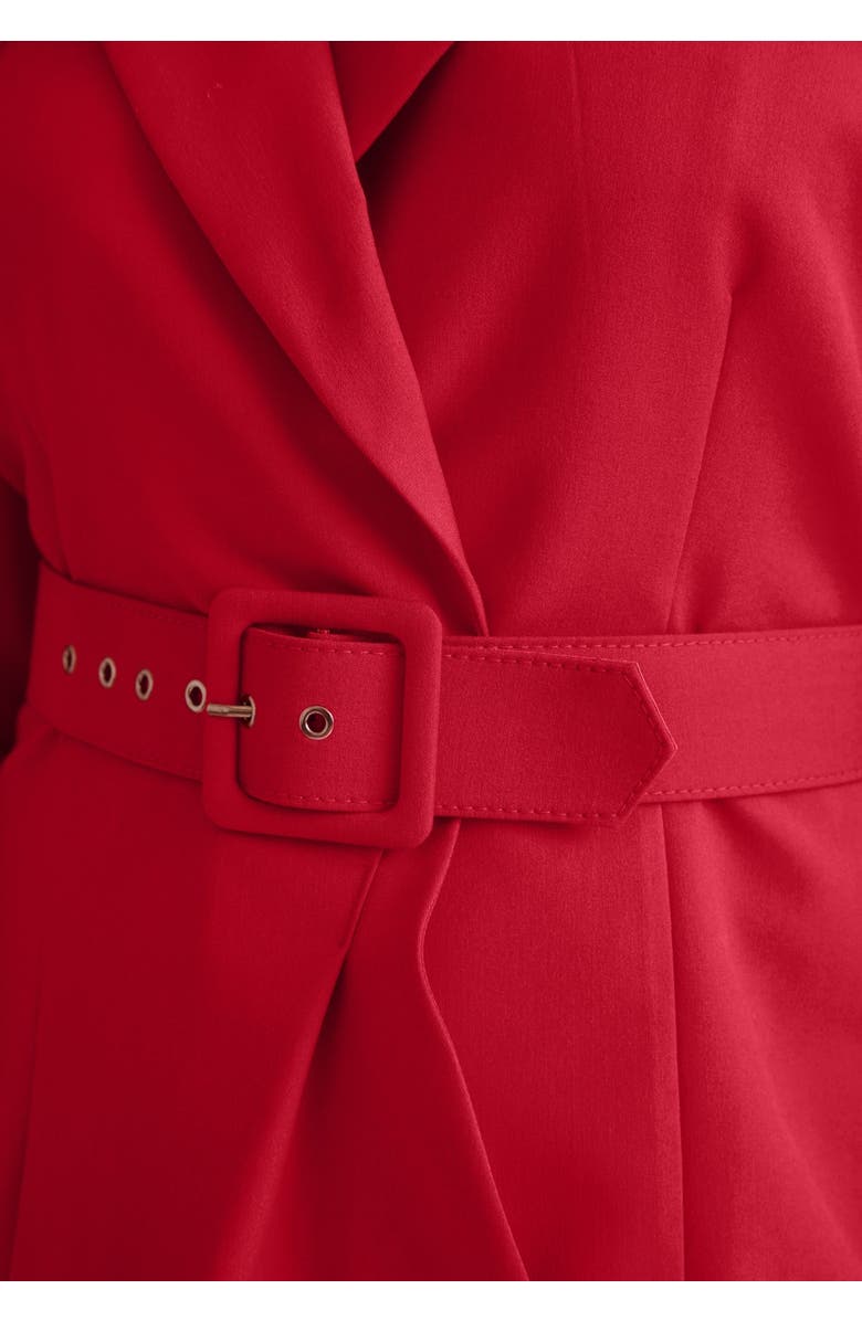 Jessica London Belted Skirt Suit, Alternate, color, Classic Red