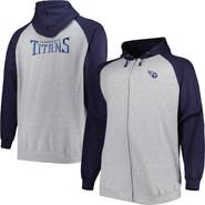 PROFILE Men's Heather Gray Tennessee Titans Big & Tall Fleece Raglan Full-Zip Hoodie Jacket