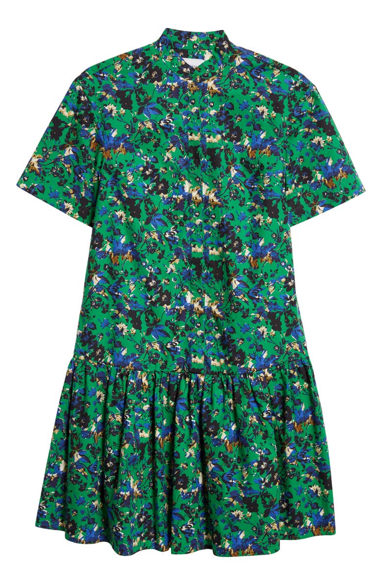 Erdem Floral Print Tiered Cotton Poplin Shirtdress, Alternate, color,