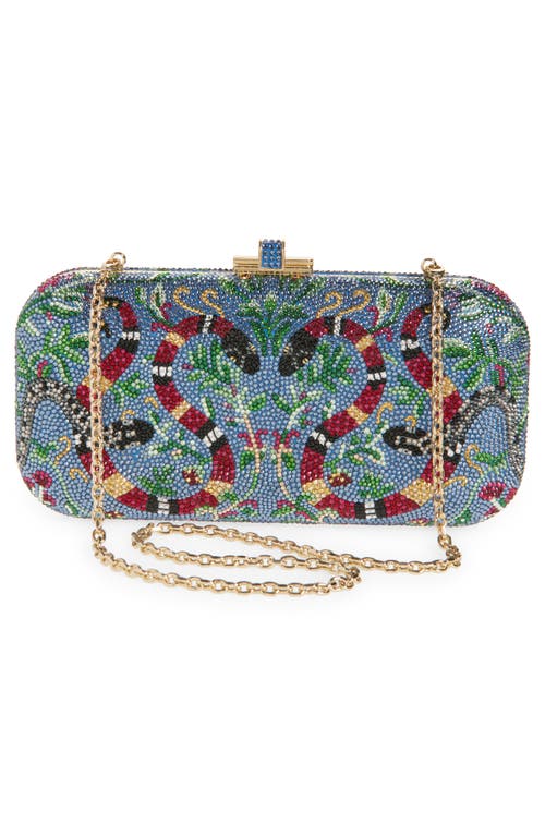 Judith Leiber Transformation Snake Long Slide Minaudiere In Champagne Denim Blue