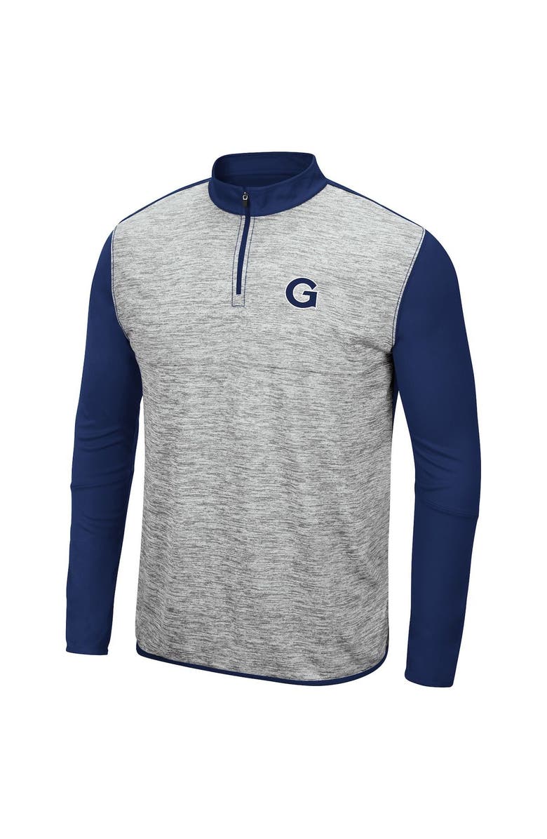 COLOSSEUM Men's Colosseum Heathered Gray/Navy Georgetown Hoyas Prospect Quarter-Zip Jacket, Alternate, color, 