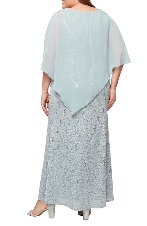 Slny Sequin Floral Lace Dress With Capelet