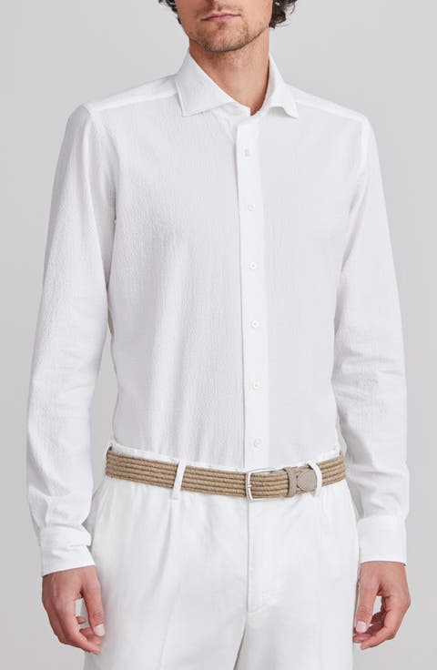 Textured Sartorial Stretch Cotton Dress Shirt