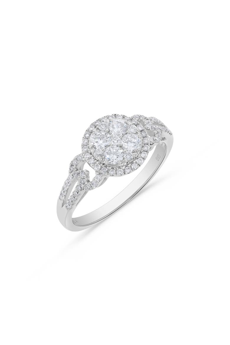 Circle Shaped Round Diamond Cluster Ring in 14K White Gold, Main, color, 14K White Gold