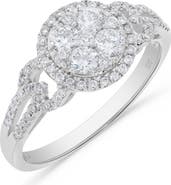 Ancona Fine Jewelry Circle Shaped Round Diamond Cluster Ring in 14K White Gold