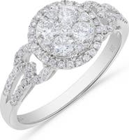 Ancona Fine Jewelry Circle Shaped Round Diamond Cluster Ring in 14K White Gold