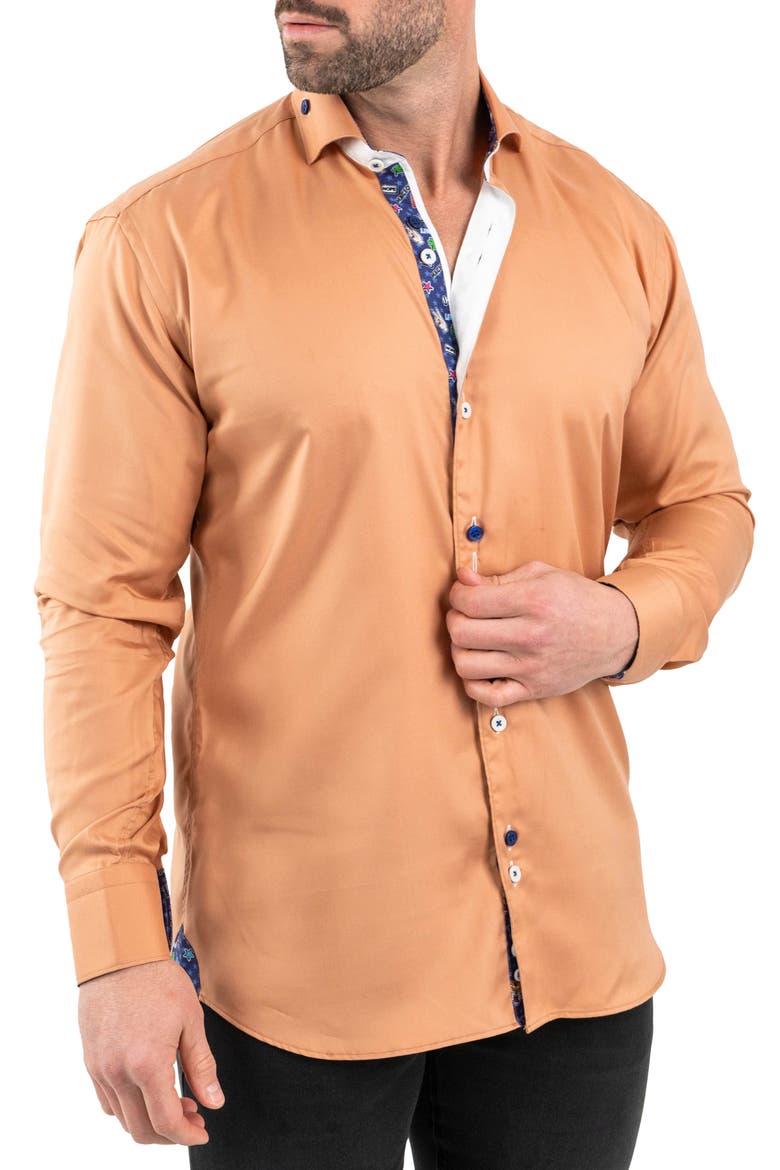 Einstein Solid Tencel® Button-Down Shirt, Alternate, color, ORANGE