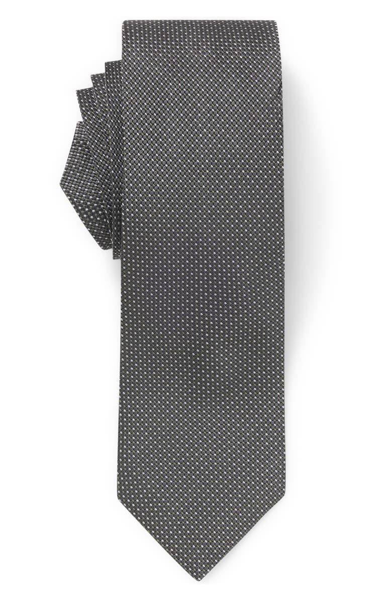BOSS Neat Silk Tie, Main, color, Dark Grey