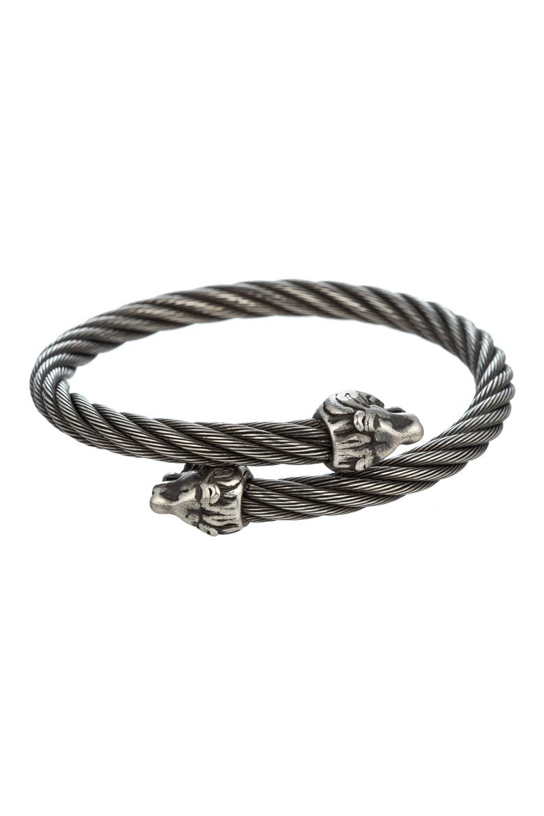 Lion Wire Beacelet, Main, color, SILVER