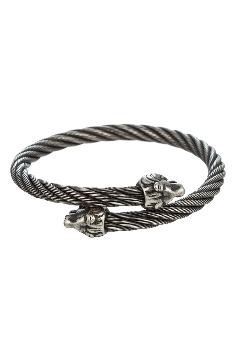 EYE CANDY LOS ANGELES Lion Wire Beacelet, Main, color, Silver