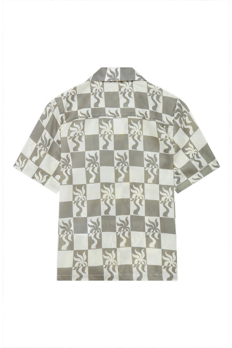 Kids' Clara Palm Button-Up Shirt, Alternate, color, OLIVE/ CREAM