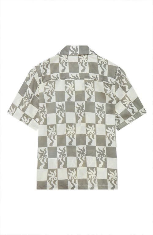Shop Boardies Kids' Clara Palm Button-up Shirt In Olive/cream