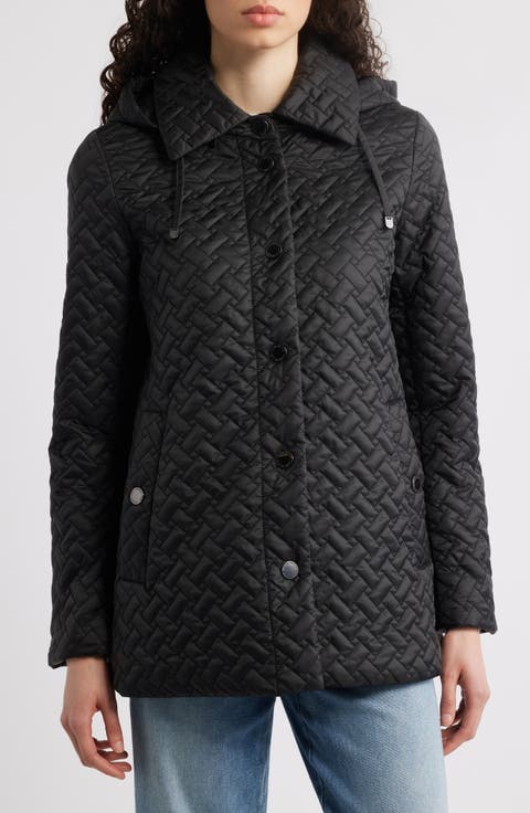 Water Resistant Quilted Jacket with Removable Hood