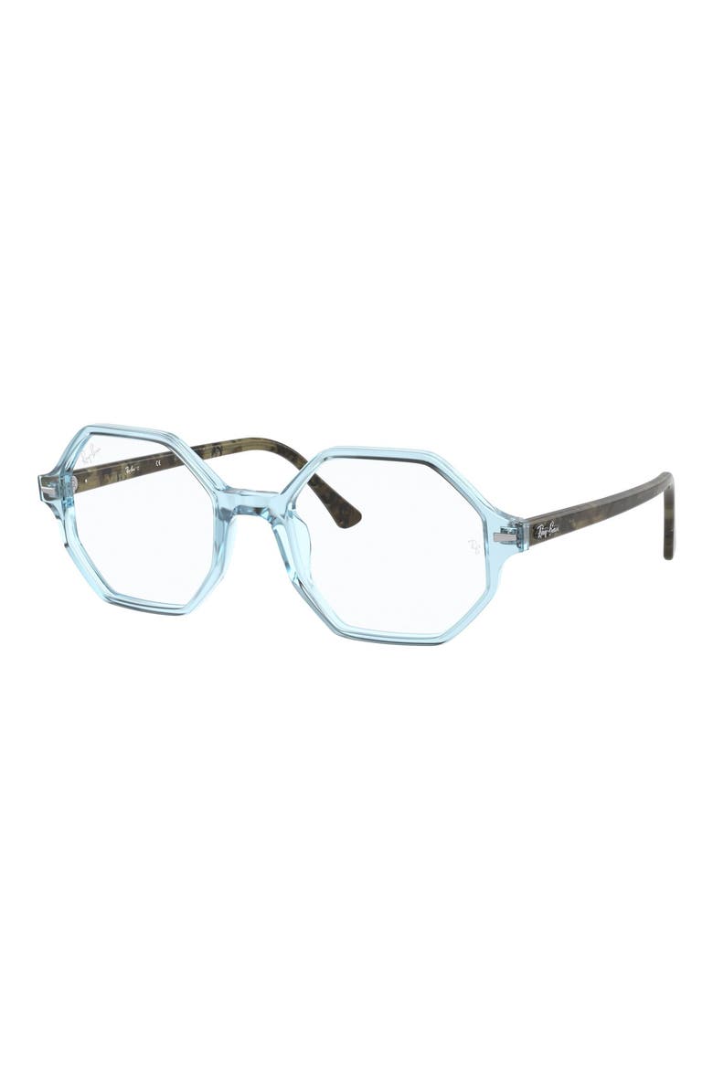 Unisex Britt 52mm Octagonal Optical Glasses, Alternate, color, SHINY LT BLUE
