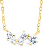 Sterling Forever Trio Cut Cubic Zirconia Pendant Necklace