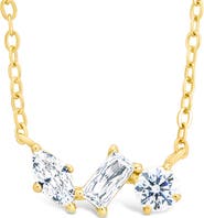 Sterling Forever Trio Cut Cubic Zirconia Pendant Necklace