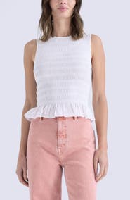 Pistola Phoebe Smock Detail Sleeveless Cotton Blend Top