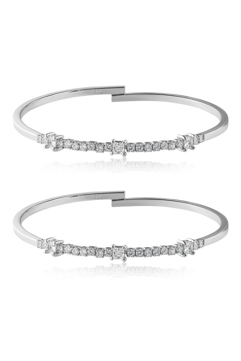 2-Pack Square Cut CZ Flex Wrap Bracelet, Main, color, CLEAR SILVER