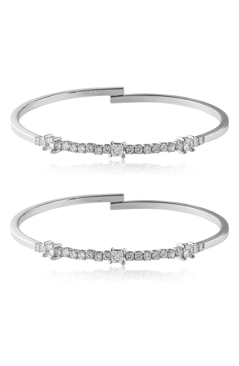 CZ by Kenneth Jay Lane 2-Pack Square Cut CZ Flex Wrap Bracelet, Main, color, 