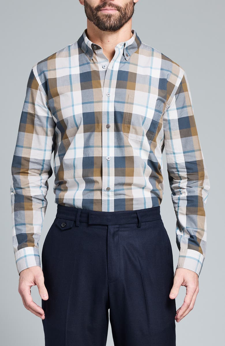 Billy Reid Tuscumbia Bold Plaid Button-Down Shirt, Main, color, Blue Multi