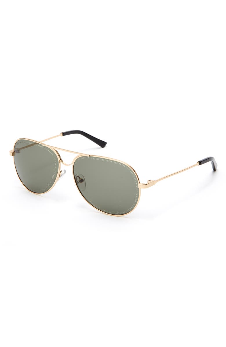 Ted Baker London 58mm Aviator Sunglasses, Alternate, color, Gold