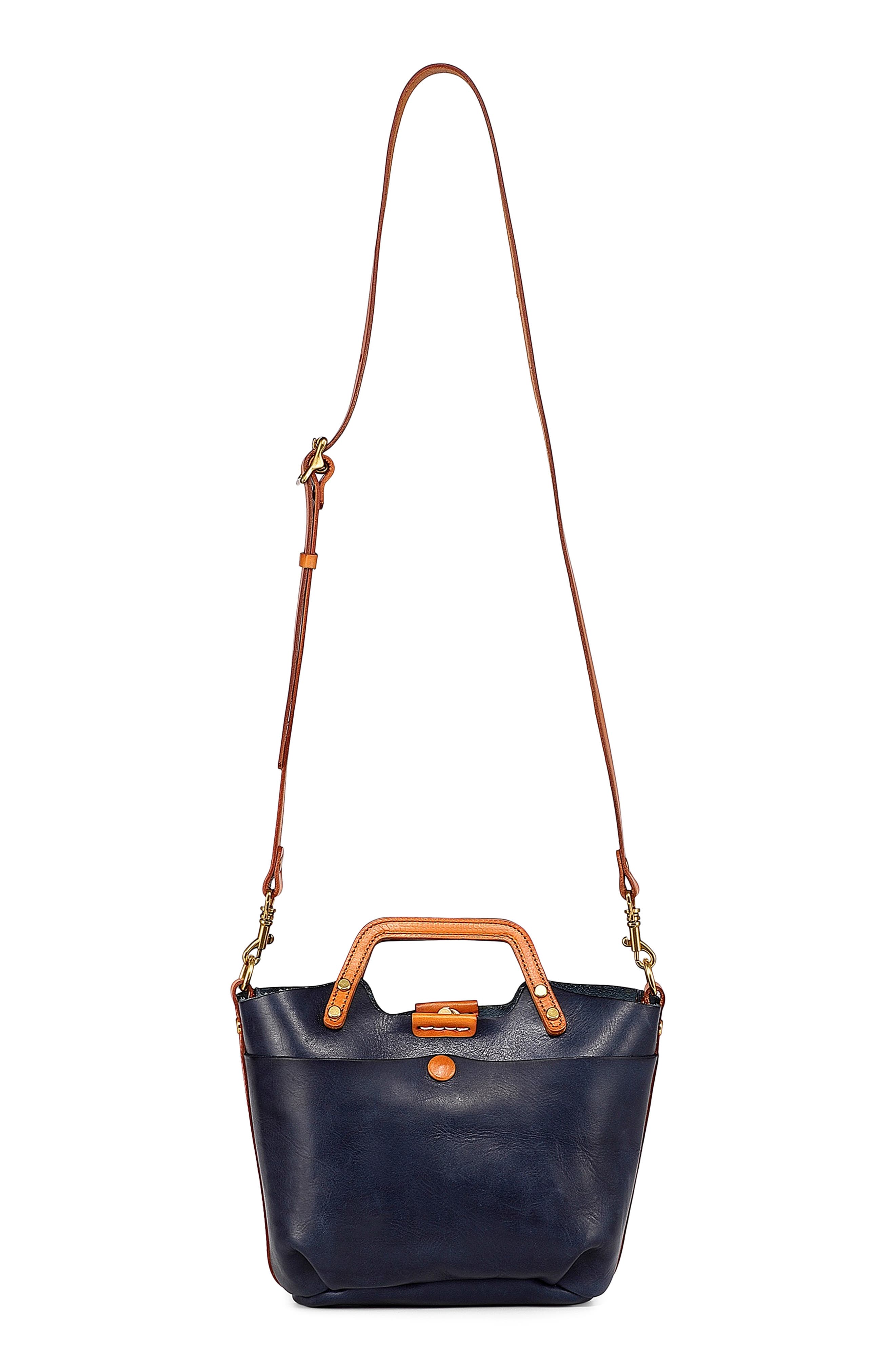 Sprout Land Mini Leather Tote, Alternate, color, NAVY