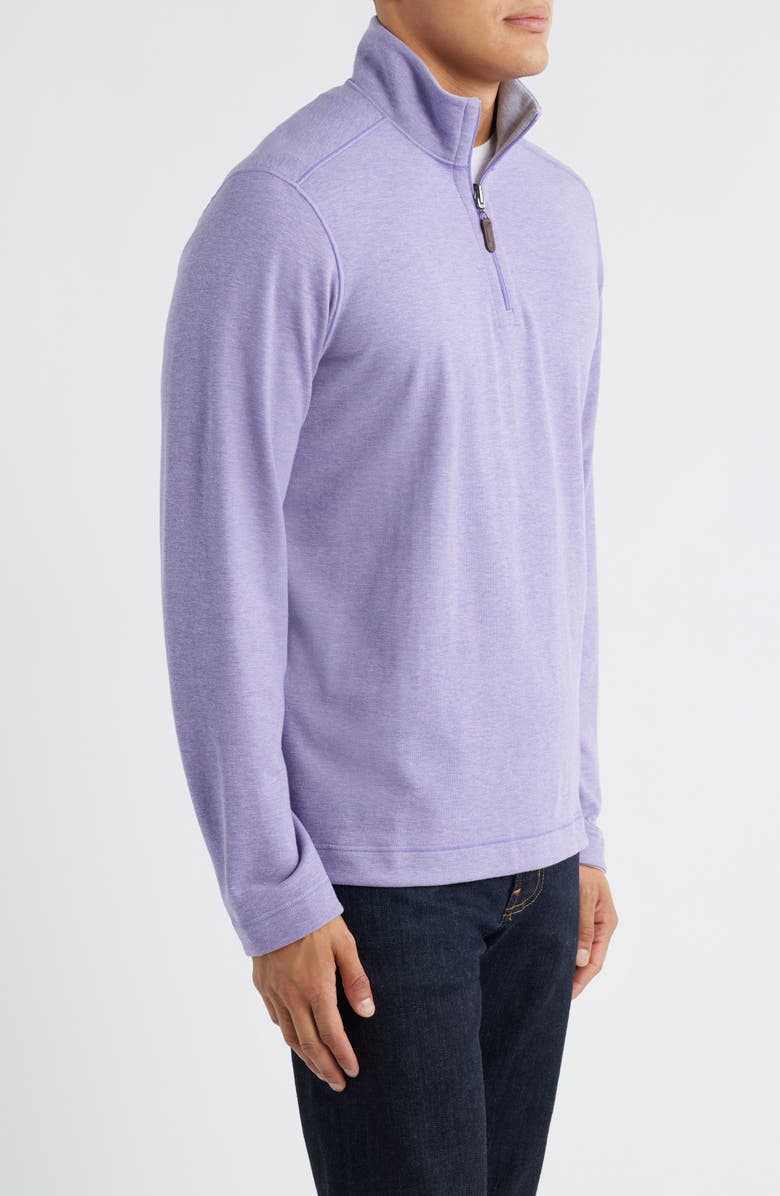 Johnston & Murphy Icon Reversible Cotton Blend Quarter Zip Pullover, Alternate, color, Purple/ Storm