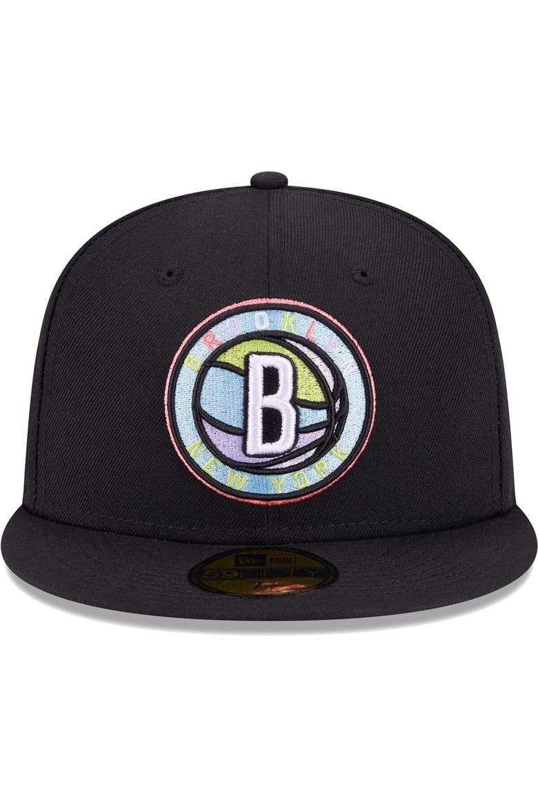 Men's New Era Black Brooklyn Nets Color Pack 59FIFTY Fitted Hat, Alternate, color, Black