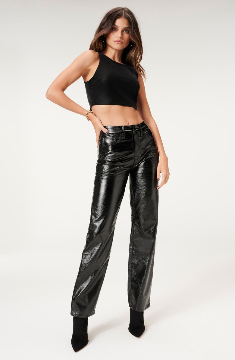 Good American Good '90s Vinyl Straight Leg Pants, Alternate, color, 